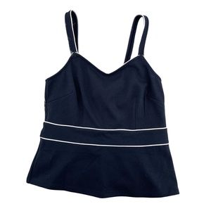 NWT Ann Taylor Women's Camisole Cami Crop Top Blue White V Neck Stretch Zipper S